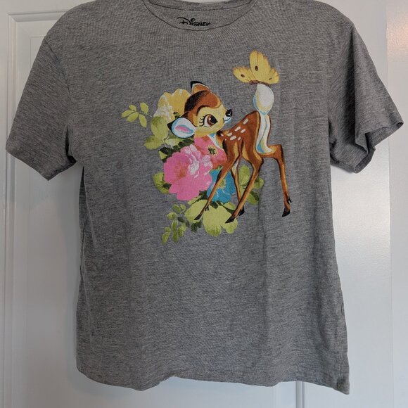 Disney Bambi heather grey t-shirt size S fits like a M 100% cotton - Picture 1 of 5
